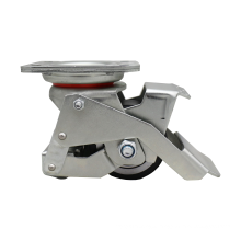 High Load Galvanized Fork Foot Operated Lever Leveling Adjustable Wheel Castor Rotary